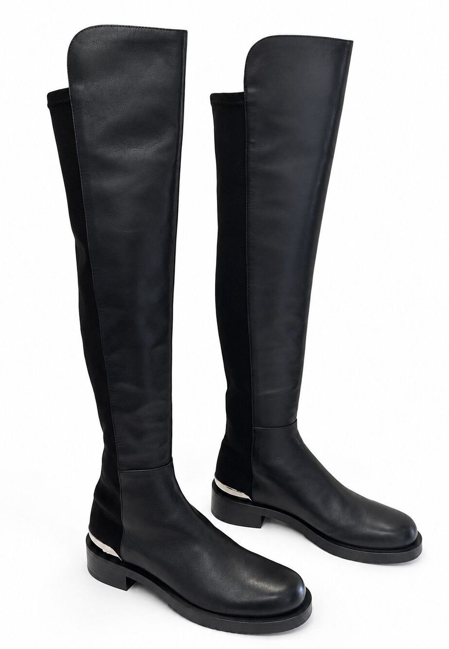 NWOB $795 Stuart Weitzman 5050 Bold Black Leather Over Knee Boots 9.5 B - Picture 6 of 9